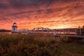 Doubling Point Lighthouse Walkway Dramatic Sunset Royalty Free Stock Photo