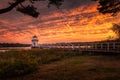Doubling Point Lighthouse Walkway and Shoreline Sunset Royalty Free Stock Photo
