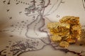 Doubloons and Treasure Map Royalty Free Stock Photo