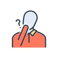 Color illustration icon for Doubt, hesitancy and suspicious