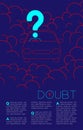 Doubt man in car with Question mark icon pictogram blue and red, Social issues: Pollution PM 2.5 concept template layout design