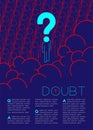 Doubt man with Question mark icon pictogram in queue blue and red, Social issues: Pollution PM 2.5 concept template layout design