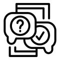 Doubt question icon outline vector. Making right decision