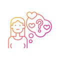 Doubting stage of relationship gradient linear vector icon