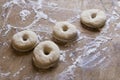 Dough being prepared to make donuts Royalty Free Stock Photo