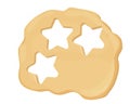 Dough cookie cutter star shape top view cartoon style isolated on white background. Preparation, cooking.