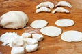 Dough for dumplings on the kitchen blackboard