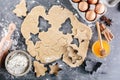 Dough for ginger biscuits. Ingredients for Christmas baking.