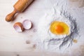 Dough ingredients set on table