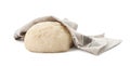 Dough for pastries covered with napkin on white background Royalty Free Stock Photo