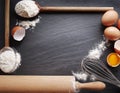 Dough preparation. Baking ingredients: egg and flour.