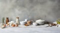 Dough preparation recipe bread, pizza or pie making ingredients, food flat lay on kitchen table background. Butter, milk Royalty Free Stock Photo