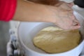 Dough is prepared for the pie mold fresh