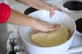 Dough is prepared for the pie mold fresh