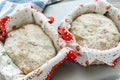 Dough in proofing basket.