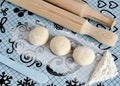 Dough and the rolling pin with silicone surface