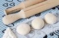 Dough and the rolling pin with silicone surface