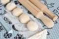 Dough and the rolling pin with silicone surface