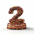 Festive Number Two Cake On White Background