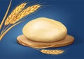 Dough. ÃÂ¡utting board. Spikelets of wheat. Background.