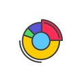 Doughnut chart filled outline icon, vector sign