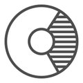 Doughnut chart with one third fraction line icon, diagram concept, one third circle vector sign on white background