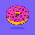 Doughnut. Donuts with pink icing. Cartoon style Royalty Free Stock Photo