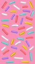 Doughnut glaze vertical background with sprinkles Royalty Free Stock Photo