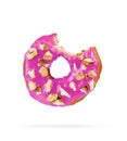 Doughnut has been bitten on a white background. Royalty Free Stock Photo