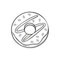 Doughnut illustration with icing and sprinkles. Sweet donut with simple outline Royalty Free Stock Photo
