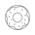 Doughnut inflatable ring for swimming pool or beach, doodle style vector outline for coloring book