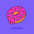 Doughnut melted icon. Donut with pink icing Royalty Free Stock Photo