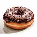 Digitally Enhanced Glazed Donut With Chocolate Topping