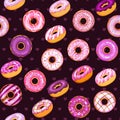 Doughnut vector set, dark tasty sweets illustration