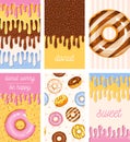 Doughnut vector template set, tasty sweets illustration Royalty Free Stock Photo