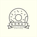 doughnuts with badge and line art style logo icon template design vector illustration Royalty Free Stock Photo