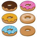 Doughnuts in cartoon style illustration