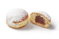Doughnuts with chocolate filling, sprinkled with powdered sugar