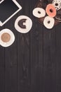 Doughnuts, coffee and digital tablet Royalty Free Stock Photo