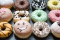 Doughnuts donuts various types of cakes abstract fat thursday concept