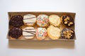 Doughnuts in various flavors and toppings