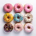 Colorful Donuts With Various Sprinkles - A Delicious Treat