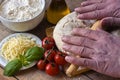 Dought for italian pizza preparation Royalty Free Stock Photo