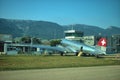 Douglas DC-3 aircraft on the apron at the airport Grenchen in Switzerland 17.9.2020 Royalty Free Stock Photo