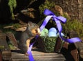 Squirrel Eating Peanut with Easter Basket