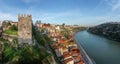 Douro River with Infante Bridge and Fernandine Walls panoramic view - Porto, Portugal Royalty Free Stock Photo