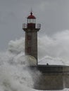 Old lighthouse under heavy storm