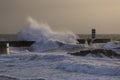 Douro river mouth before stormy night Royalty Free Stock Photo