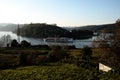 Douro river landscape with turistic cruise boat