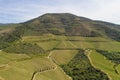 Douro river wine valley region drone aerial view, Portugal